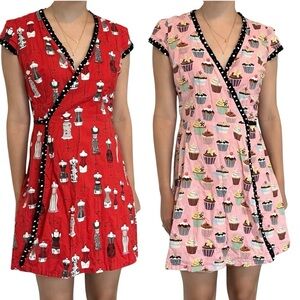 Retrolicious Mini Wrap Dress Retro 50s Vintage Cotton Dainty Kawaii Size Small